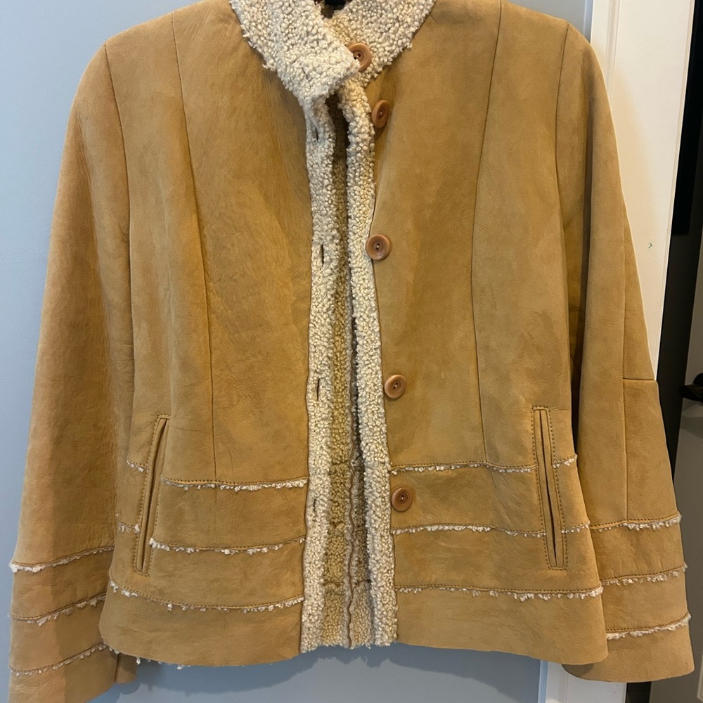 Genuine New Zealand Baby lamb Cozy Tan Suede Teddy Jacket for Women